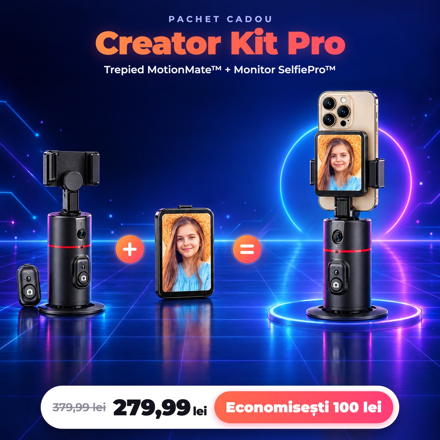 Pachetul Creator Kit Pro: Trepied MotionMate și Monitor SelfiePro