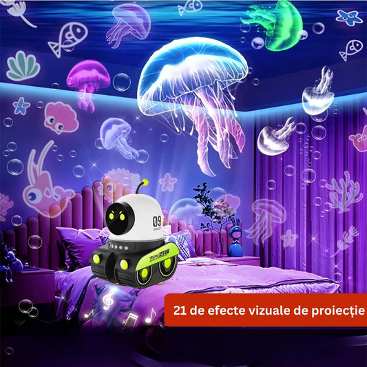 RoboPro - Proiector cu 21 de modele incluse pentru copilul tău! * Conectivitate Bluetooth * Muzica ambientala *