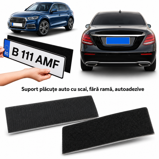 Suport Auto Fără Ramă, Autoadezive - Set 2 bucăți - Față/Spate!