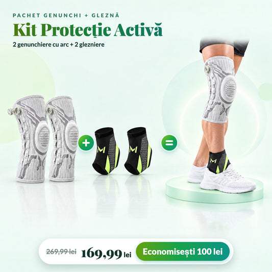 Kit Protecție Activă - 2 Genunchiere cu Arc + 2 Glezniere